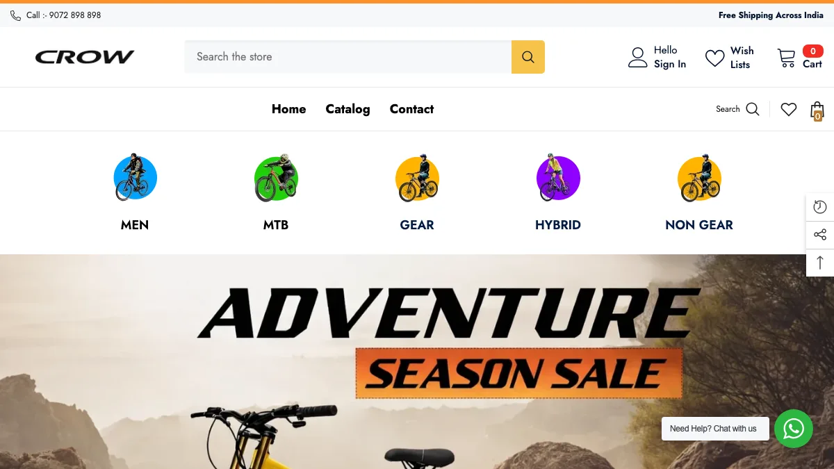 Crow Bikes official homepage screenshot