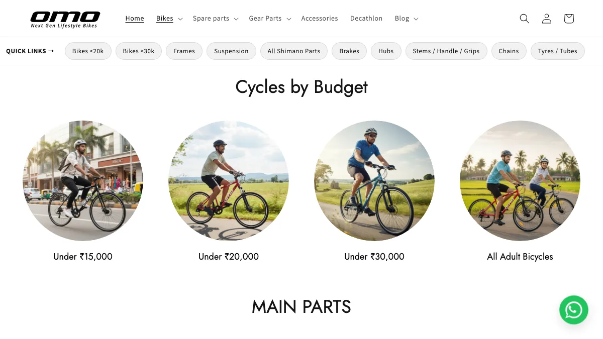 OMO Bikes official homepage screenshot