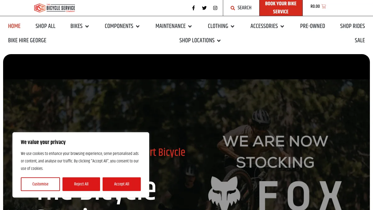 The Bicycle Service Company official homepage screenshot