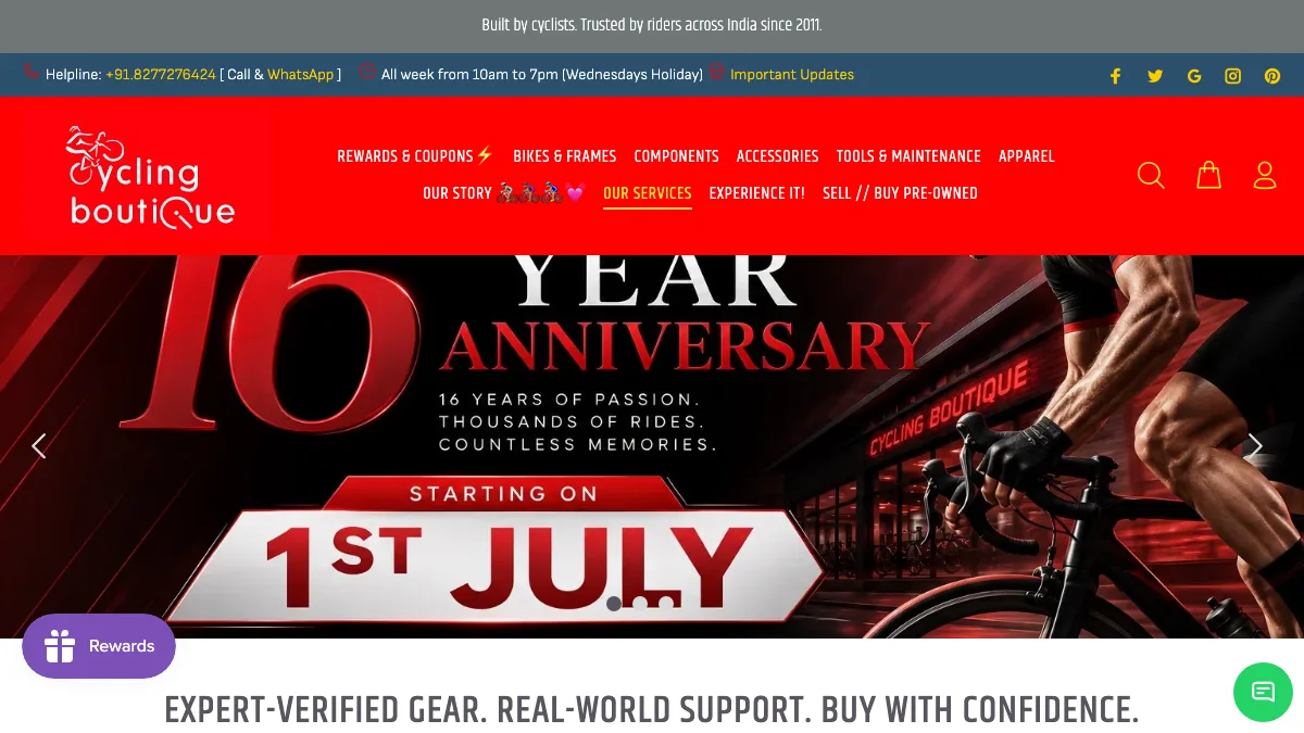 Cycling Boutique official homepage screenshot
