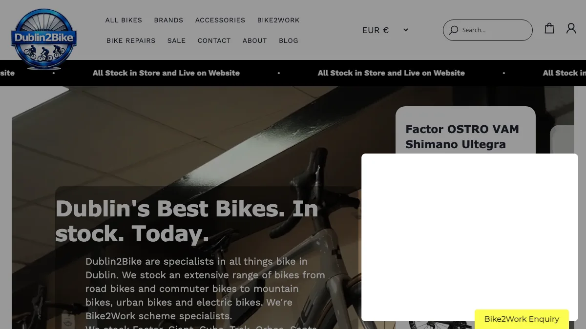 Dublin2Bike official homepage screenshot