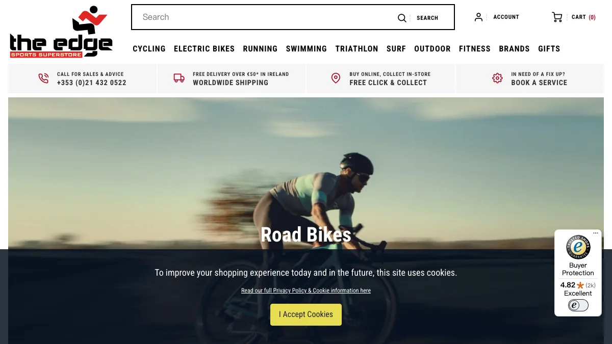 The Edge Sports official homepage screenshot