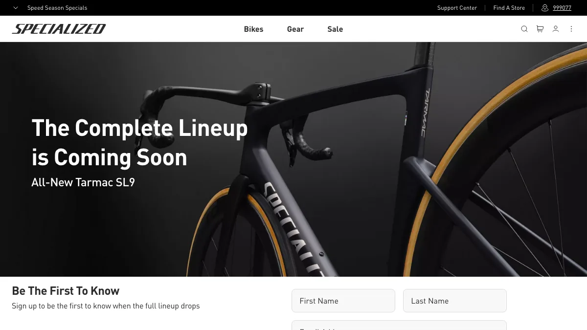 Specialized Singapore official homepage screenshot