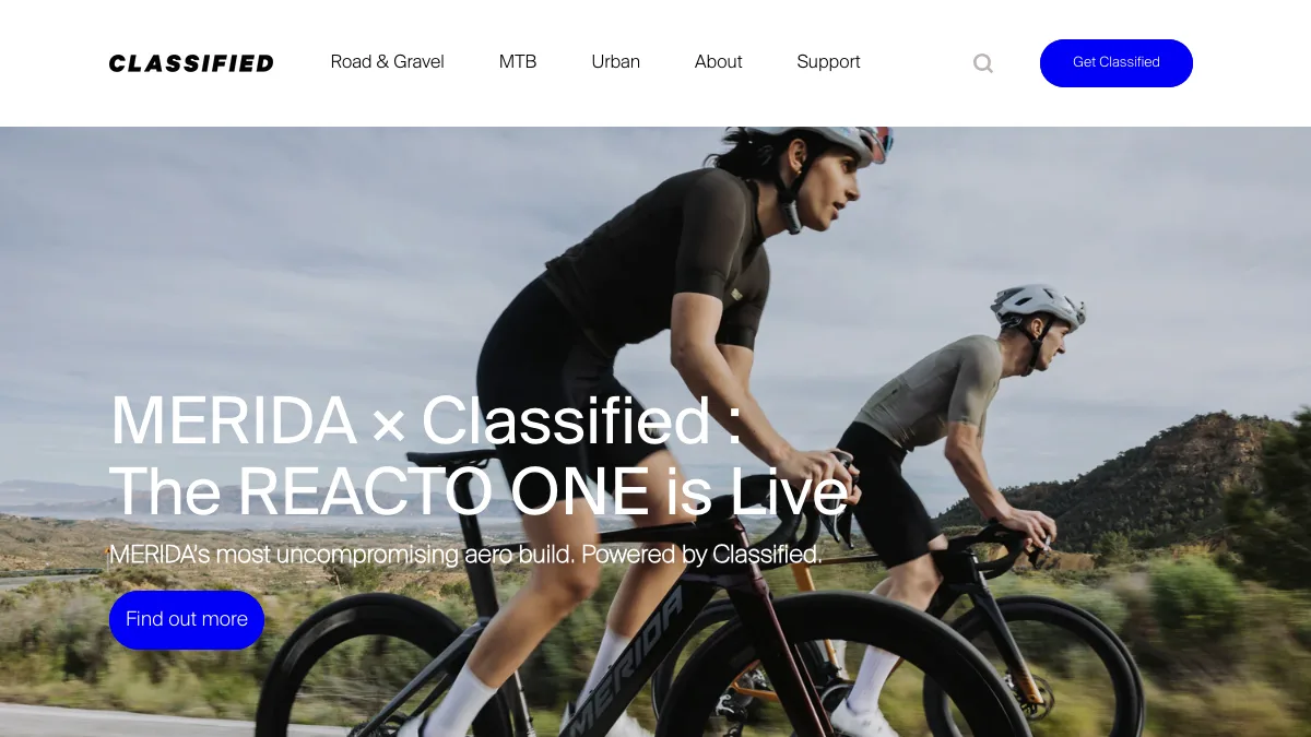 Classified Cycling official website screenshot