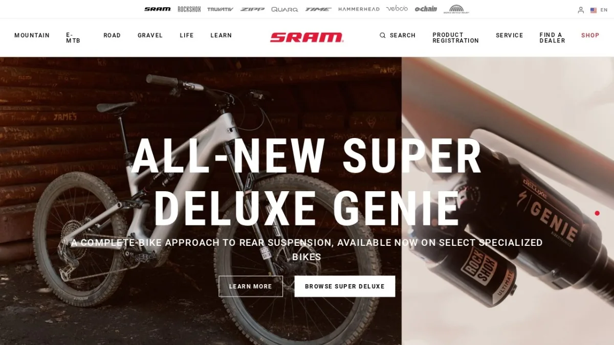 SRAM official website screenshot